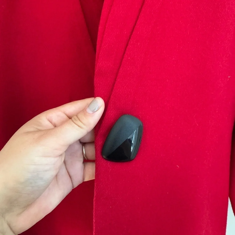 Vintage Oleg Cassini Red Wool Blazer Bold Button Power Holiday Jacket Sz 14